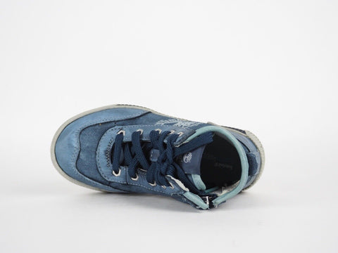 Infants Timberland Metro Network 80825 Blue Leather Baby Shoes Side Zip Trainers