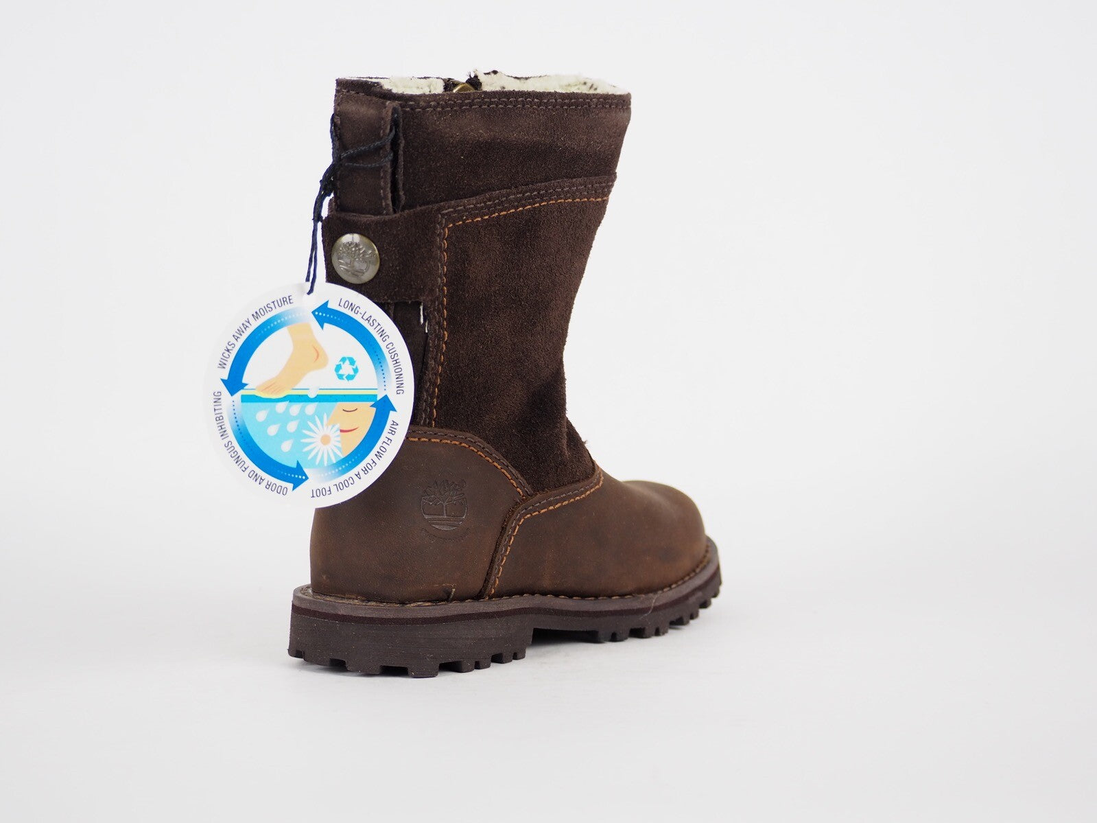Infants Timberland Asphalt 1184R Brown Leather Side Zip Warm Kids Tall Boots