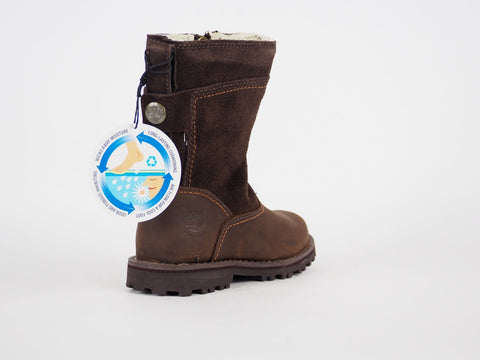Infants Timberland Asphalt 1184R Brown Leather Side Zip Warm Kids Tall Boots