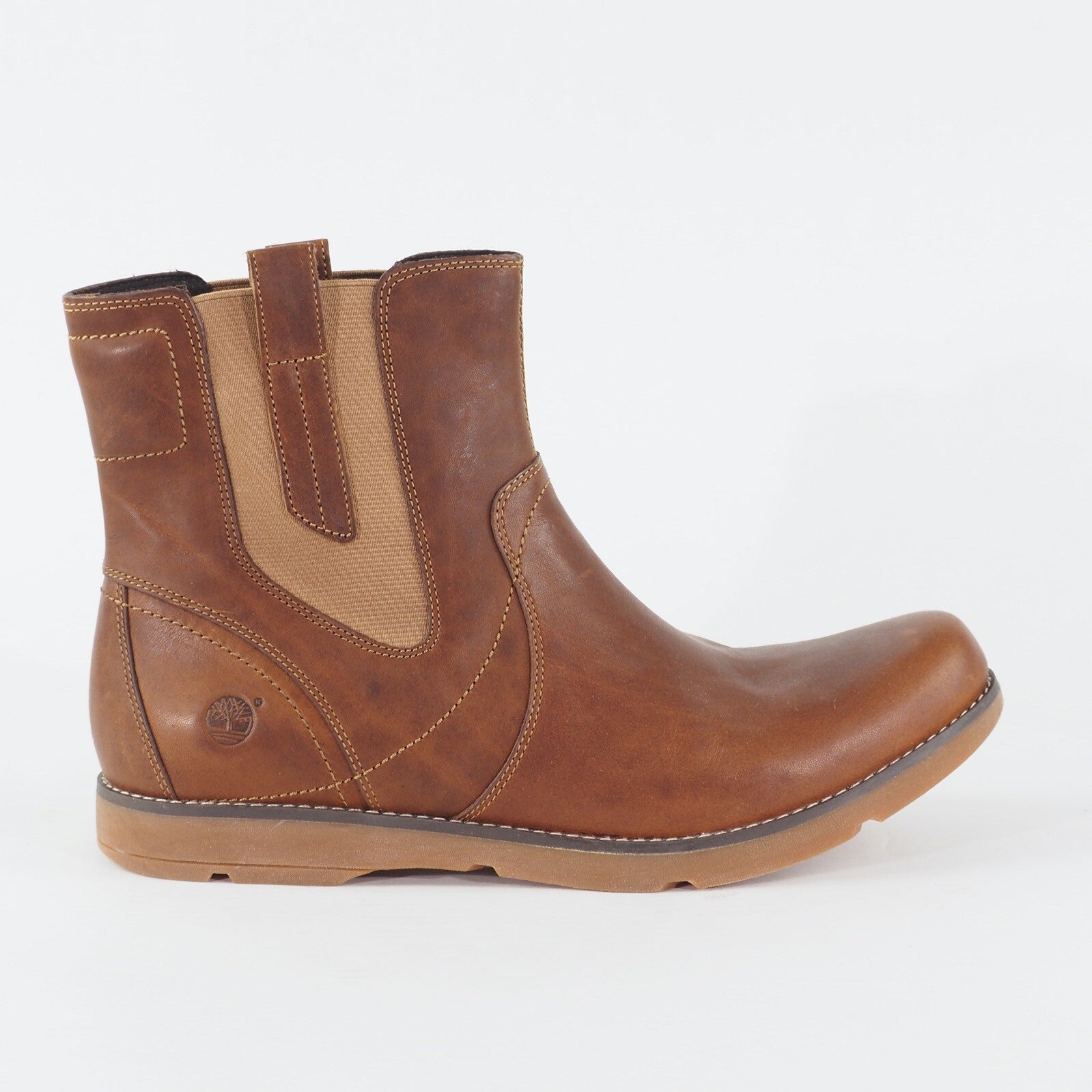 Womens Timberland 8455R Tan Leather Pull On Casual Chelsea Walking Light Boots