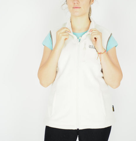 Womens Jack Wolfskin Winnipeg 1702911 White Sand Zip Up Fleece Bodywormer Vest