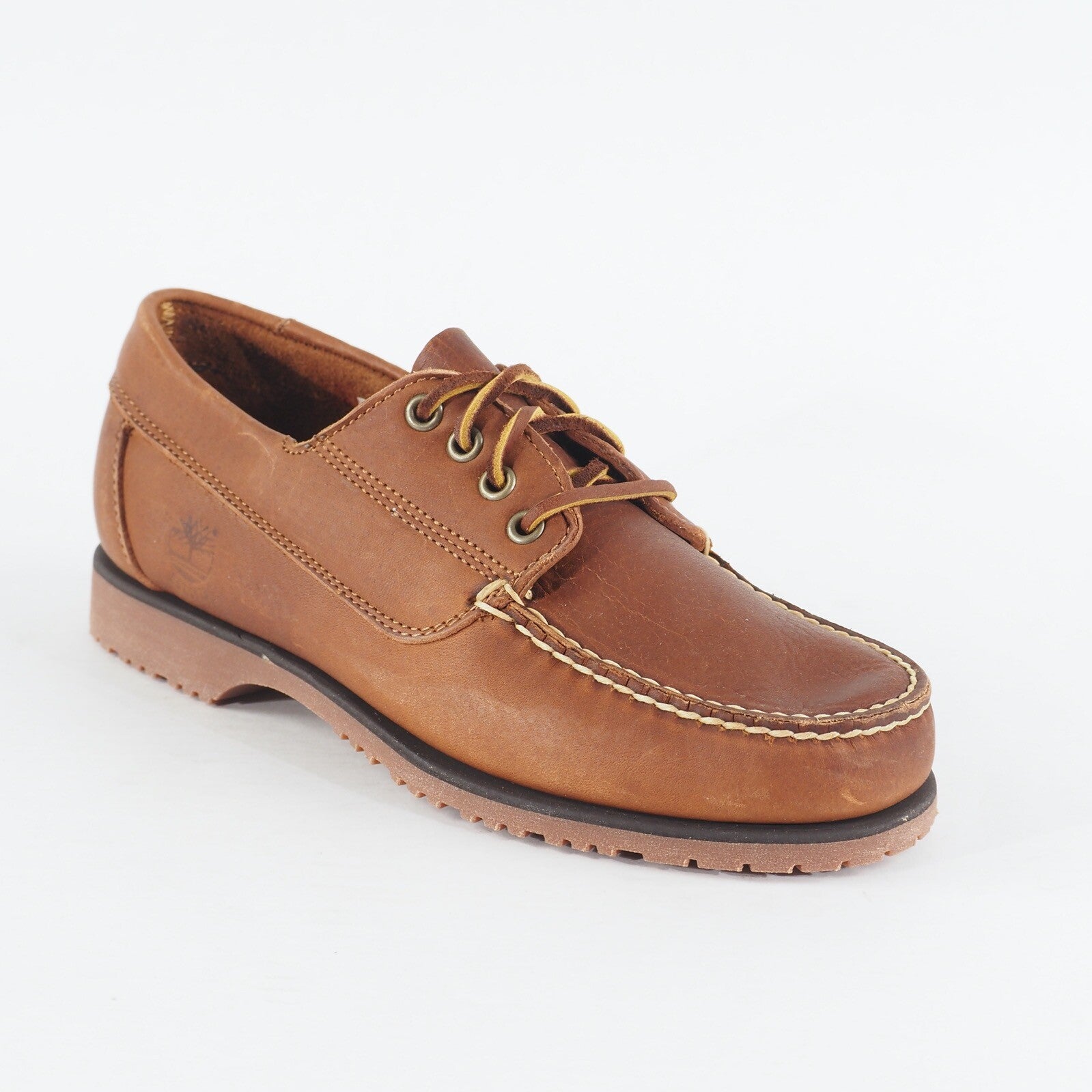 Mens Timberland Elisville 6123R Light Brown Leather Lace Up Casual Boat Shoes