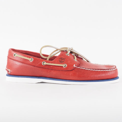 Mens Timberland Classic 2 Eyed 6829B Medium Red Leather Lace Casual Boat Shoes