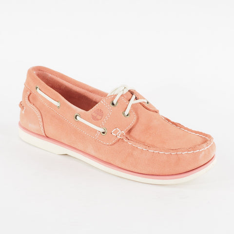 Womens Timberland Classic A1P37 Medium Pink Leather Casual Lace Up Boat Shoes