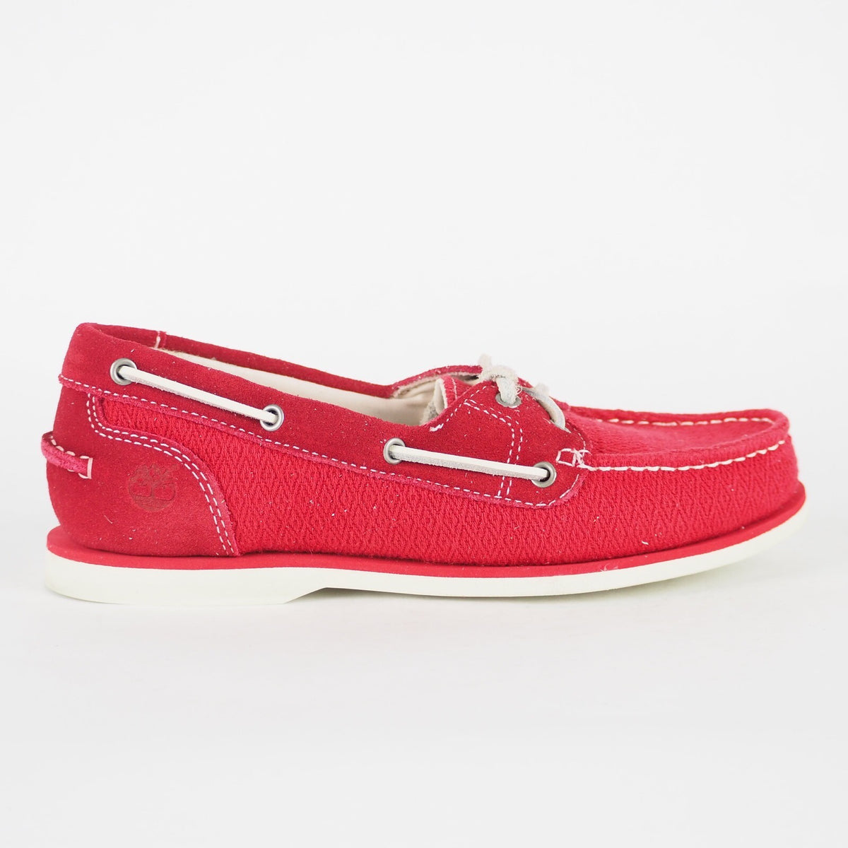 Womens Timberland Classic A14LV Red Frabric 2 Eye Lace Up Casual Boat Shoes