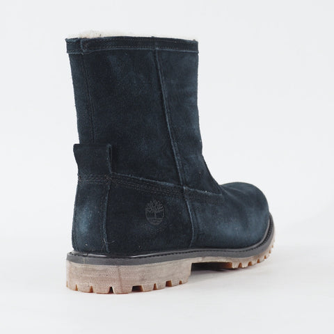 Womens Timberland Authentics Chukka A12SE Black Leather Fur Lined Pull On Boots