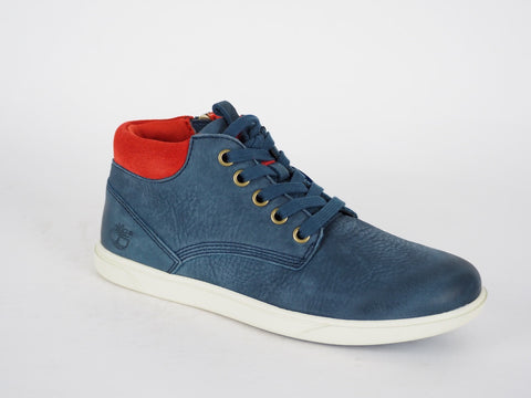 Boys Timberland Groveton A18KV Navy Leather Zip Up Chukka Boots