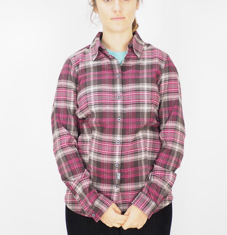 Womens Jack Wolfskin Sealriver 1401841 Ground Checks Pink Button Up Casual Shirt