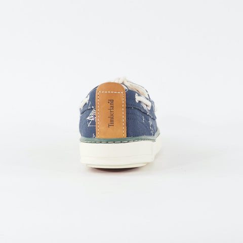 Mens Timberland Hookset Handcrafted 2 Eye A17PI Navy Canvas Lace Up Boat Shoes
