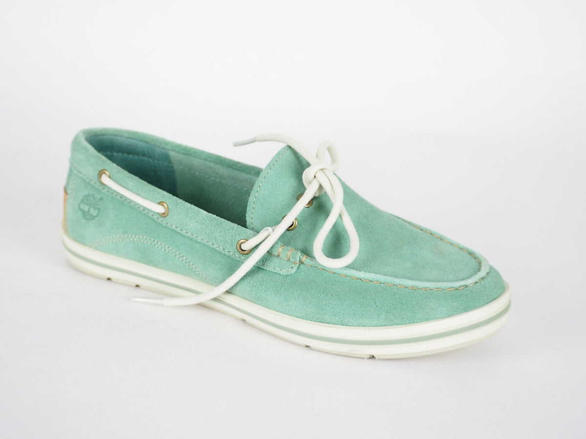 Womens Timberland EK Casco Bay 3951R Aqua Suede Slip On Boat Shoes