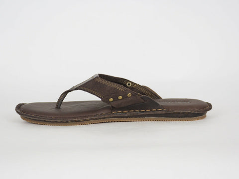 Mens Timberland Earthkeepers 5143A Dark Brown Leather Summer Thong Flip Flops