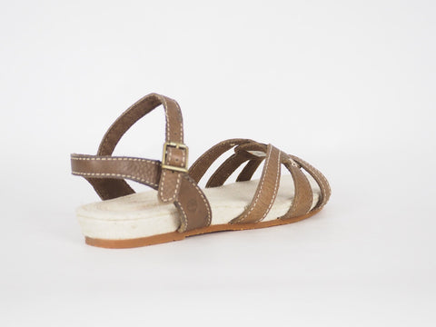 Womens Timberland EK Ankle Strap 8058R Brown Leather Casual Flat Summer Sandals