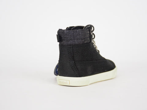 Boys Girls Timberland EK 2.0 6 Inch 1686A Black Leather Laced Zip Up Boots