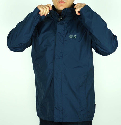Mens Jack Wolfskin Texapore 5006511 Night Blue Zip Up Windproof Hooded Jacket