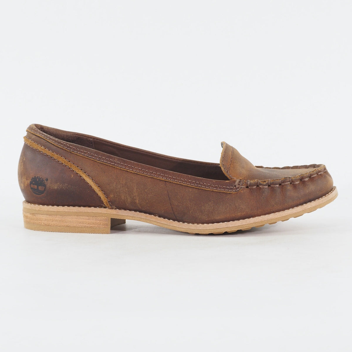 Womens Timberland Thayer 8562R Brown Leather Shoes Casual Slip On Loafers