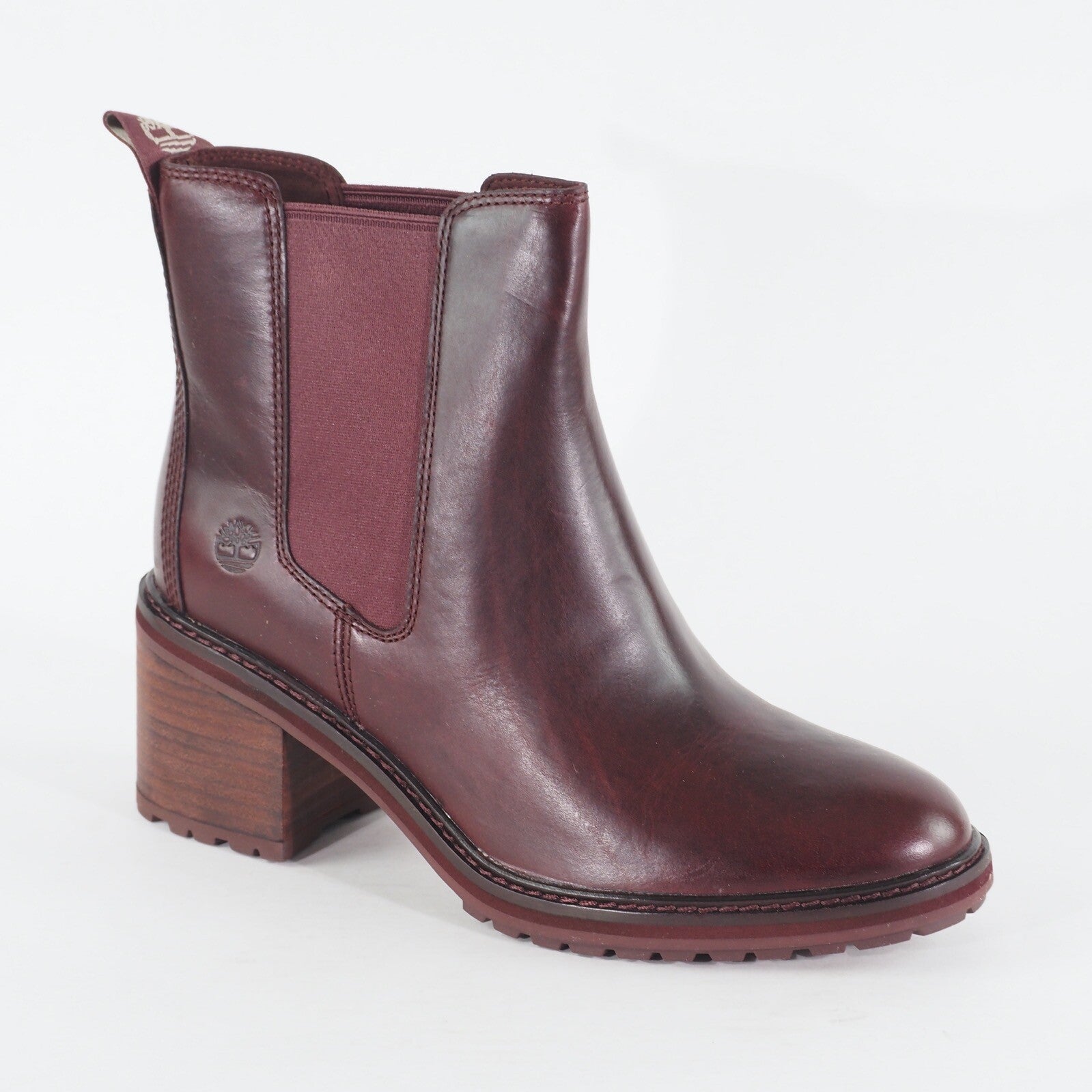 Womens Timberland Sienna High A23KA Dark Red Leather Pull On Chelsea Boots