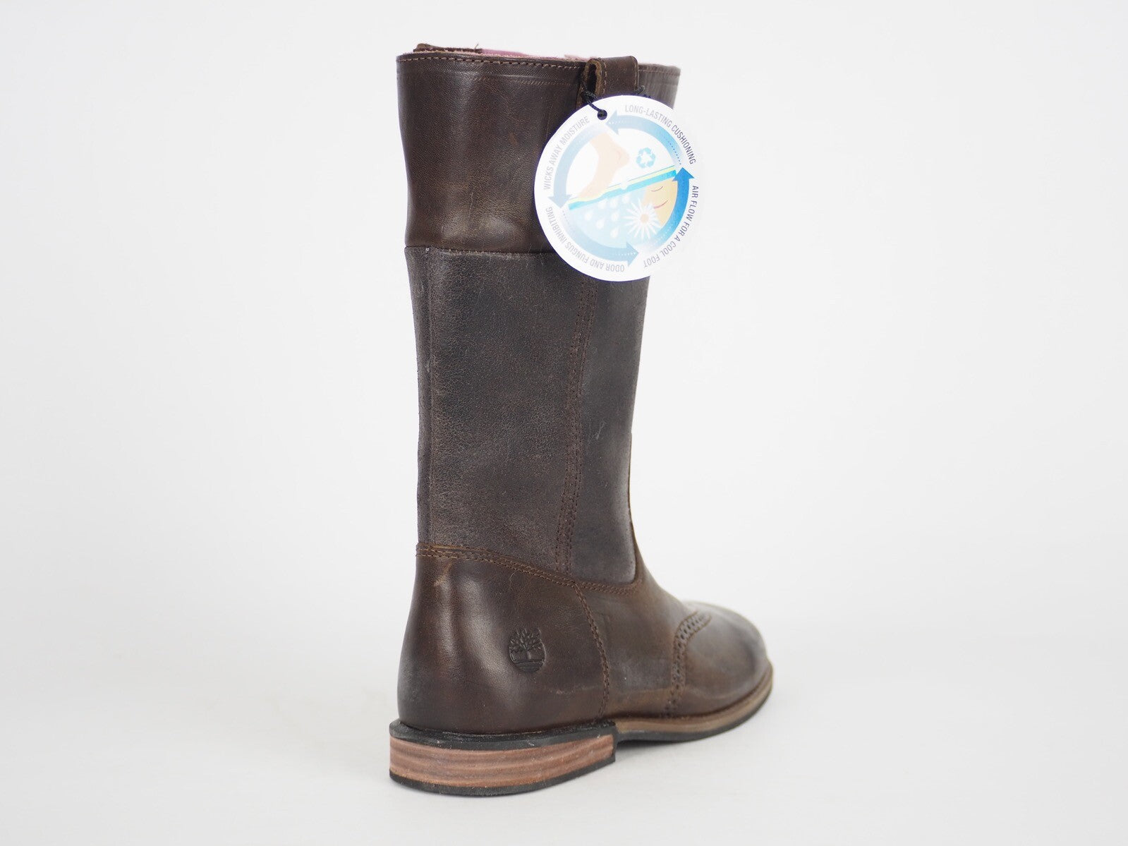 Girls Timberland Brixham Tall Zip 31706 Brown Leather Lace Up Winter Boots