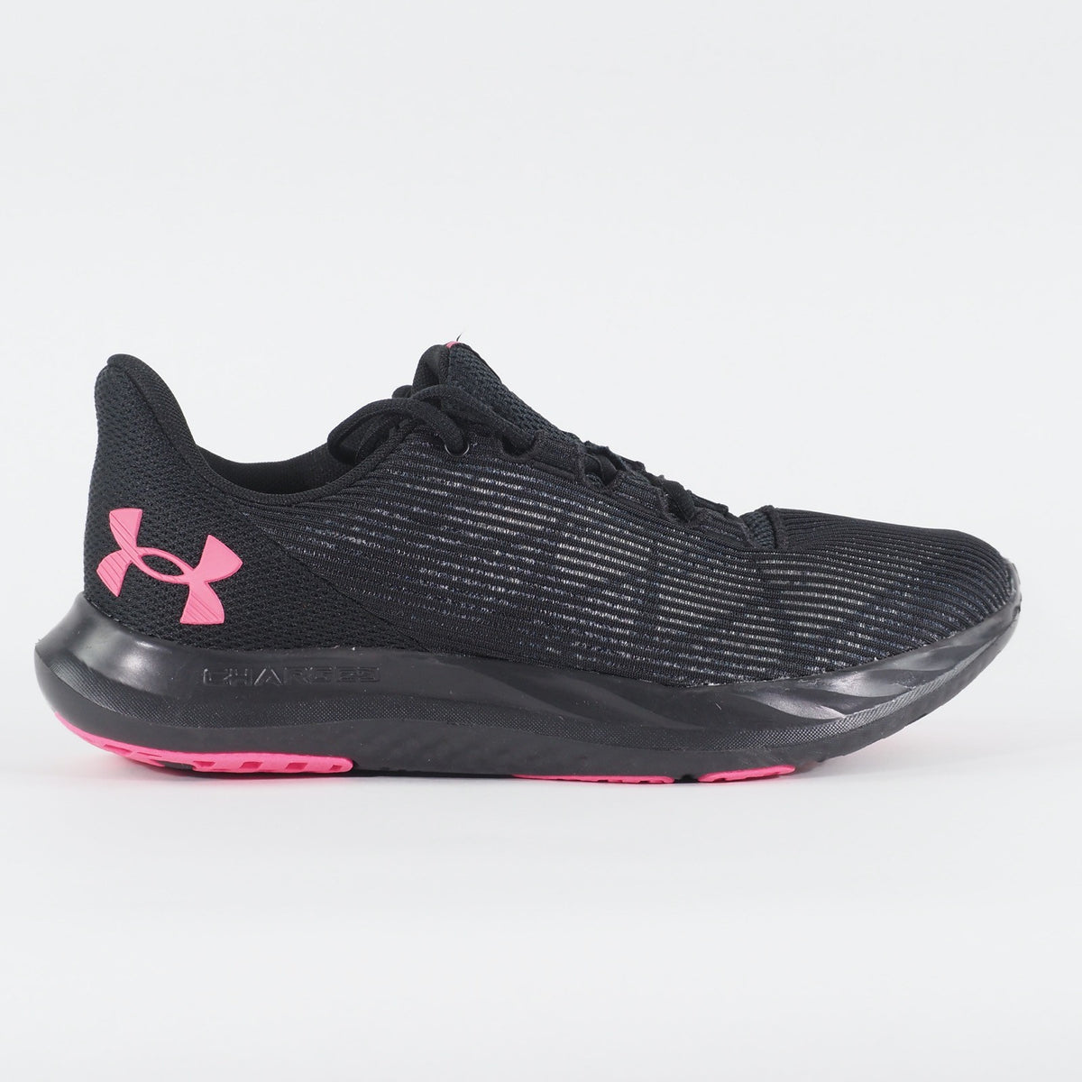 Womens Under Armour Speed Swift Black Pink Mesh Running Lace Up Sports Trainers