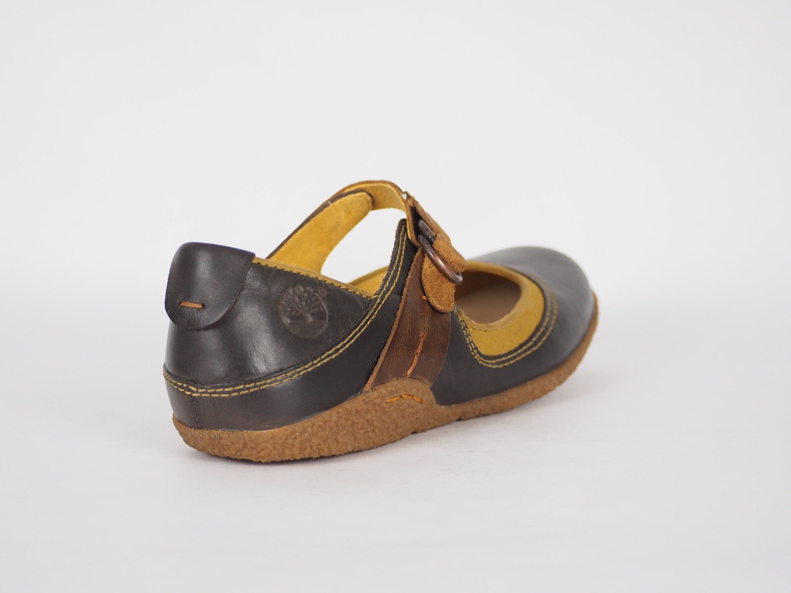 Womens Timberland Bayden MJ 24644 Dark Brown Leather One Strap Ballet Flat Shoes