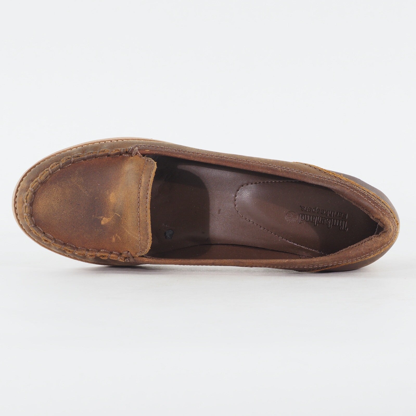Womens Timberland Thayer 8562R Brown Leather Shoes Casual Slip On Loafers