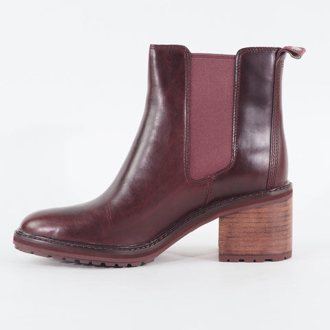 Womens Timberland Sienna High A23KA Dark Red Leather Pull On Chelsea Boots