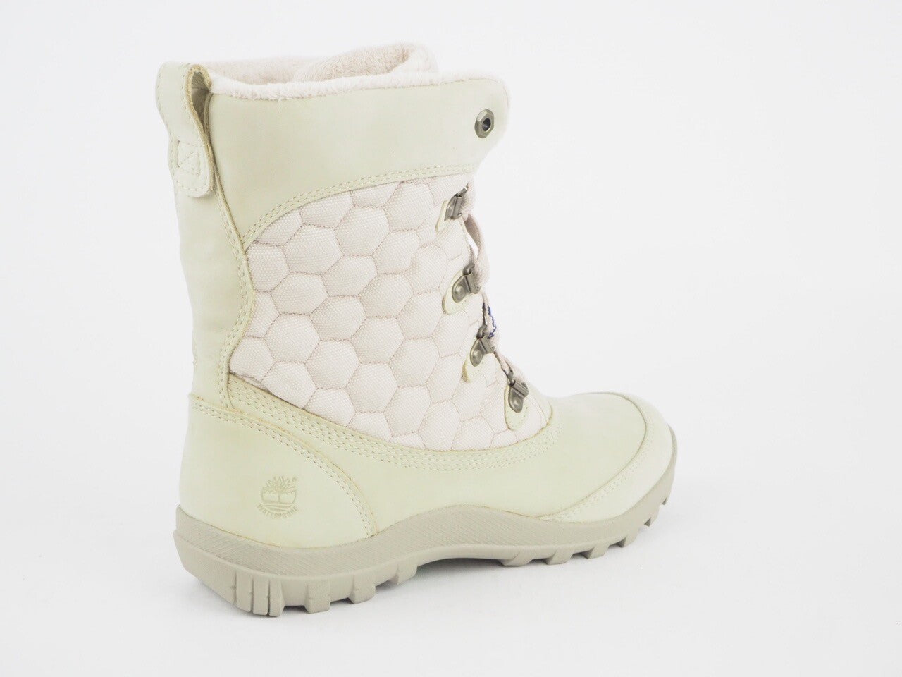Womens Timberland EK Mount Hope 8513A Cream Leather Textile Waterproof Boots