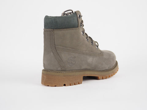 Juniors Timberland 6 In Premium A1B96 Grey Leather Nubuck Lace Up Chukka Boots