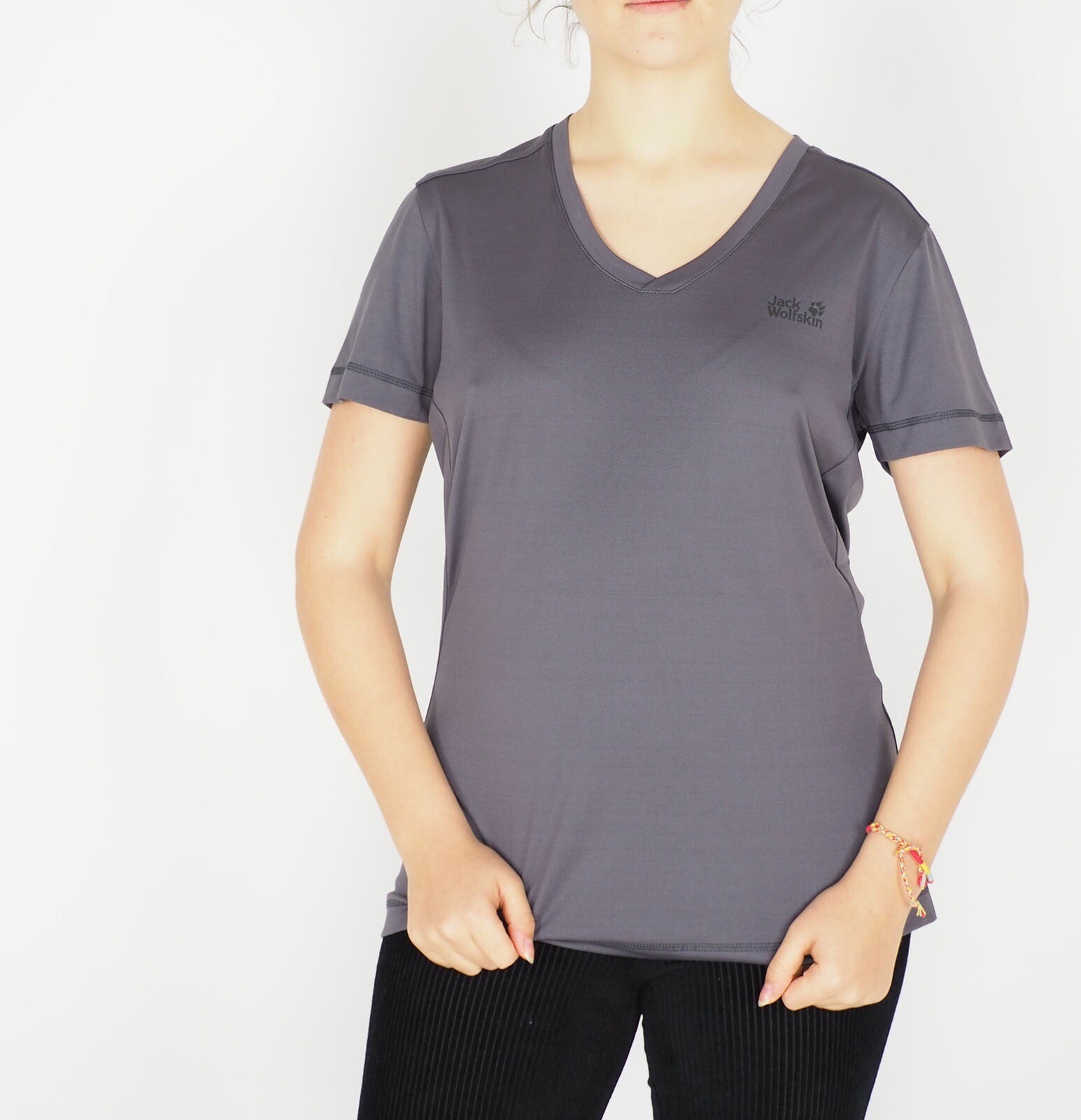 Womens Jack Wolfskin 1804111 Dark Steel Short Sleeve T-Shirt