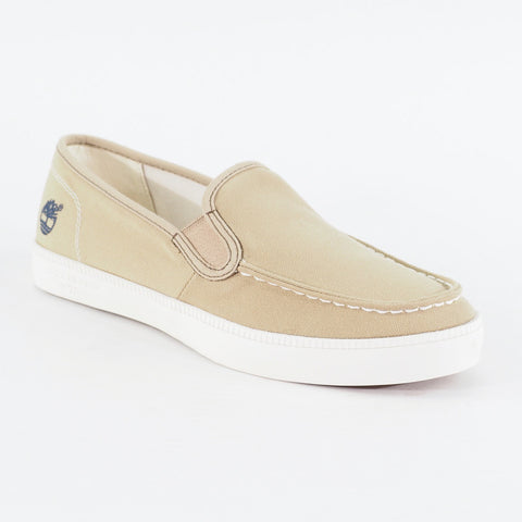 Mens Timberland Newport Bay A1567 Beige Canvas Slip On Casual Shoes