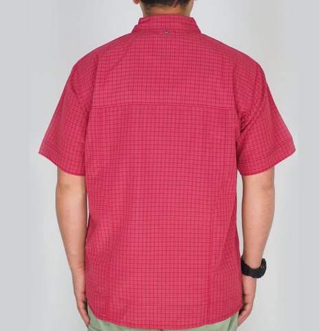 Mens Jack Wolfskin 5009321 Indian Red Checks Short Sleeved Shirt