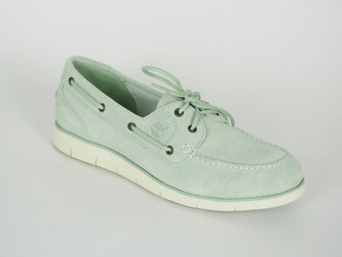 Womens Timberland Lakeville A1GDF Silt Green Suede Moccasin Boat Shoes