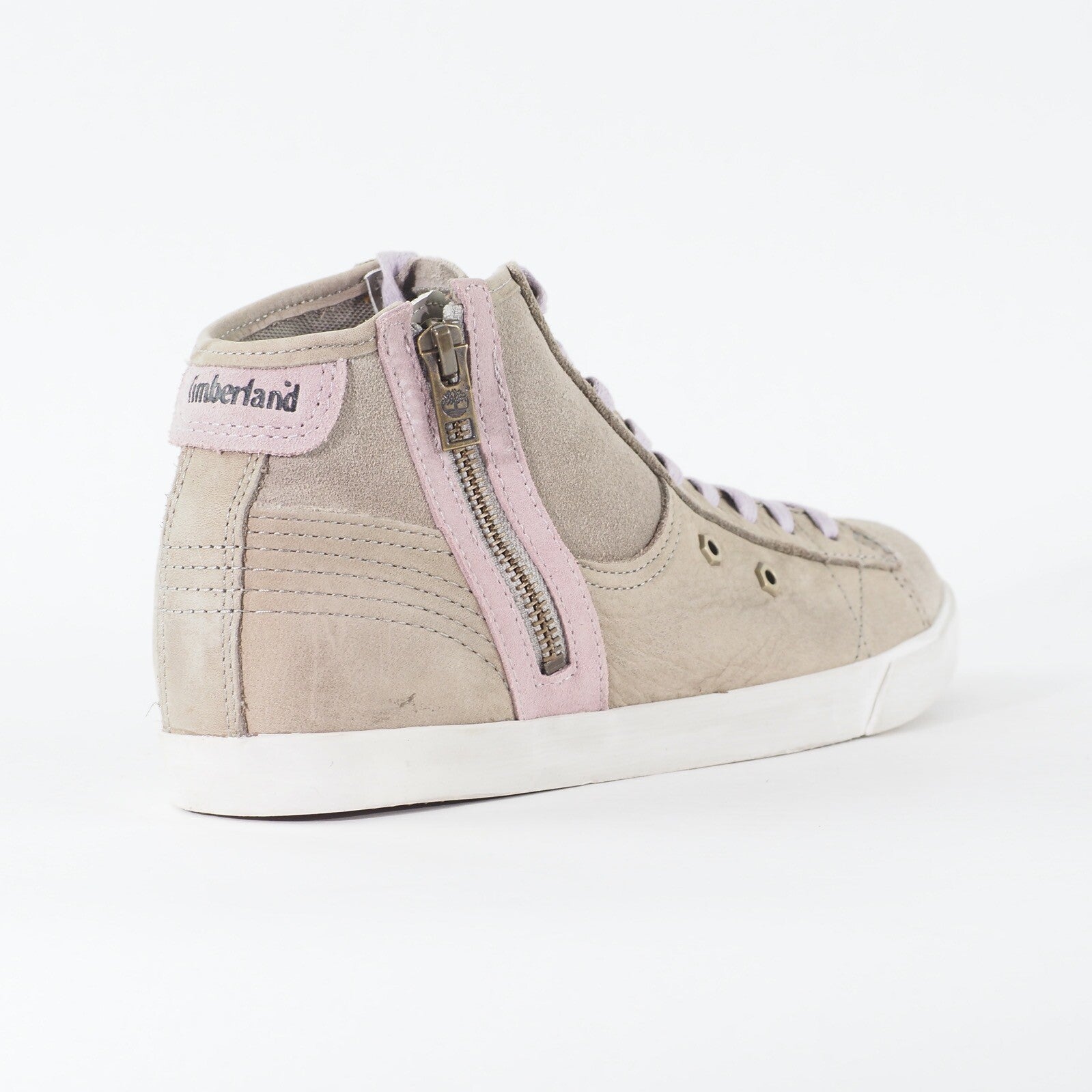 Womens Timberland EK Glastenbury Chukka 8438A Beige Leather Zip Up Casual Boots