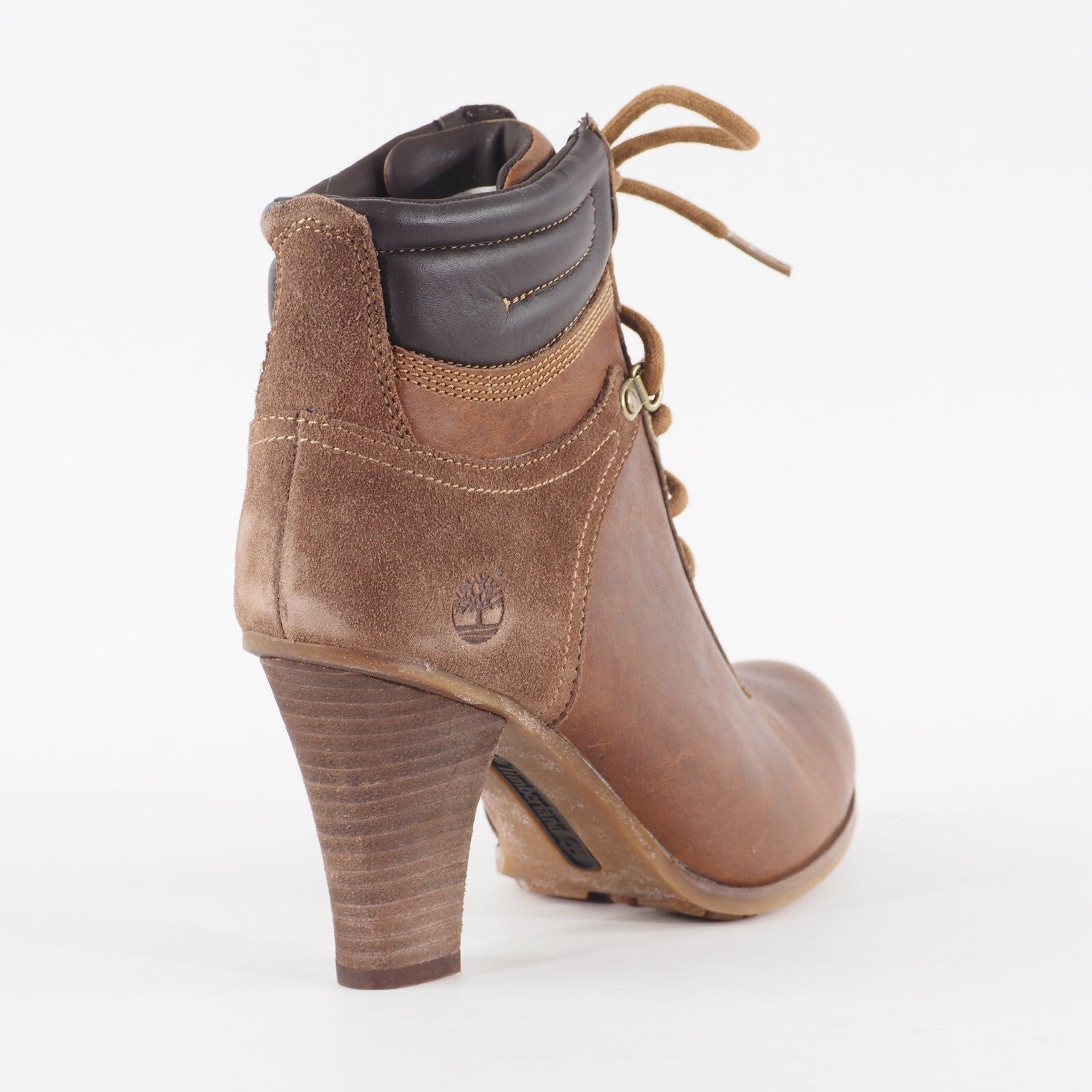 Womens Timberland EK Wingate Hiker 8614R Brown Leather Lace Up High Heeled Boots