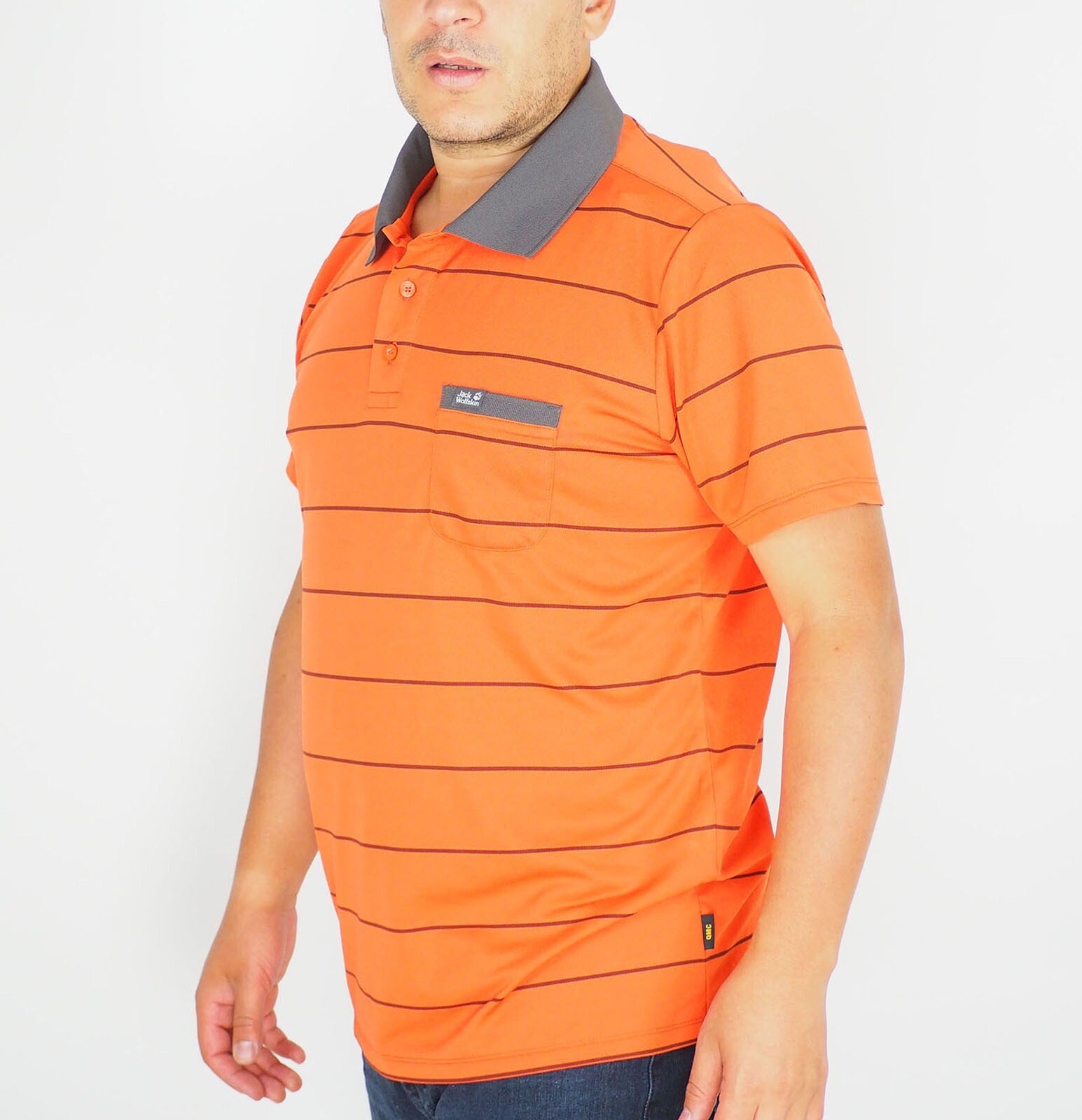 Mens Jack Wolfskin New Schlern 5011411 Orange Black Short Sleeve Polo Shirt