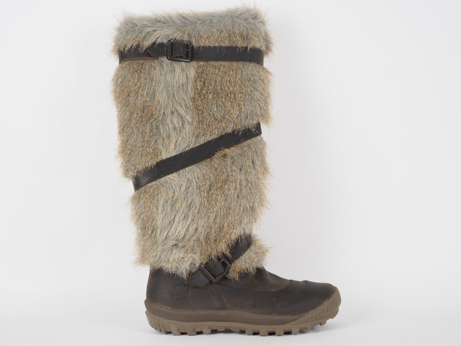 Womens Timberland Mount Holly 3457R Brown Leather Zip Up Tall Fur Winter Boots