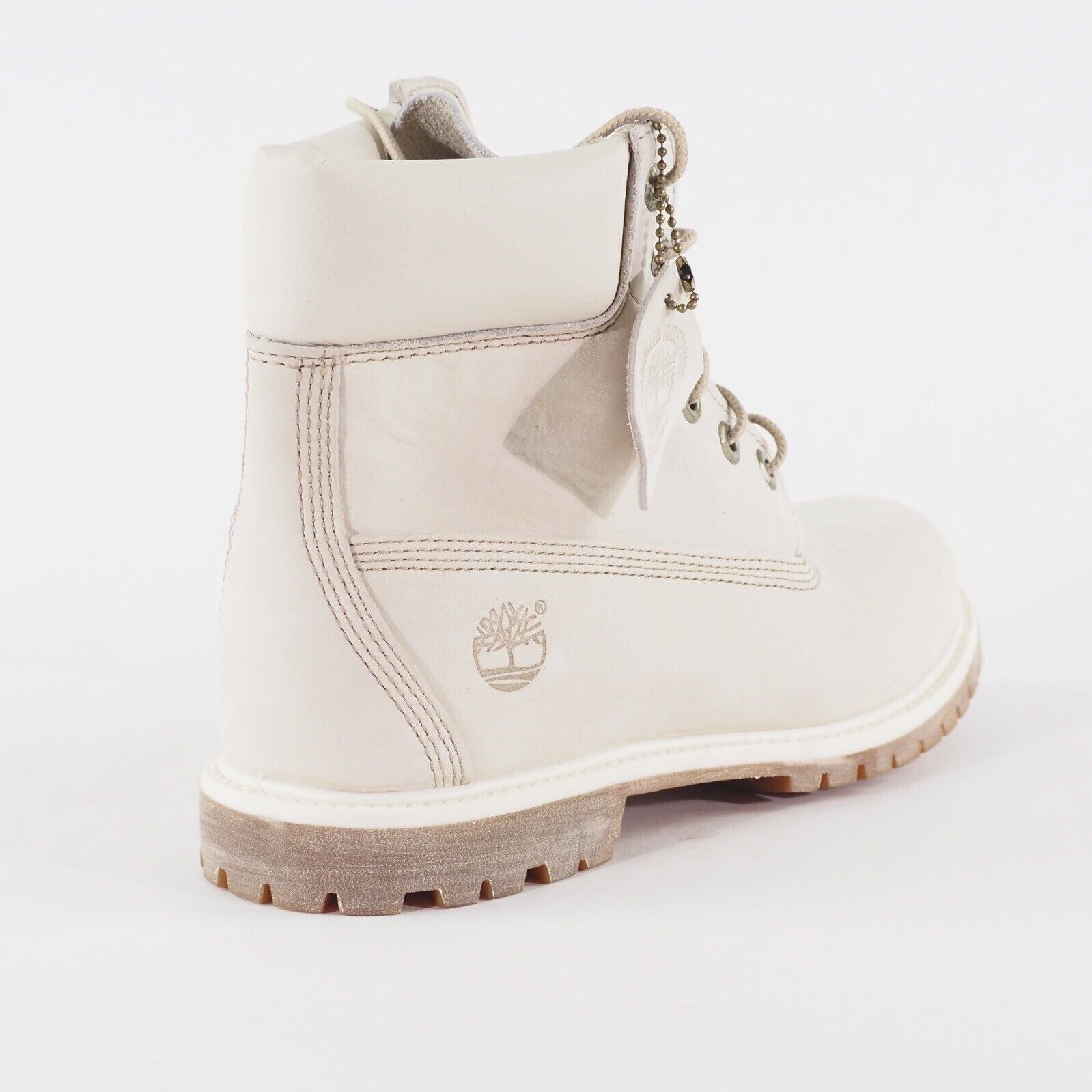 Womens Timberland 6 Inch Premium Waterproof 23623 Cream Leather Lace Up Boots