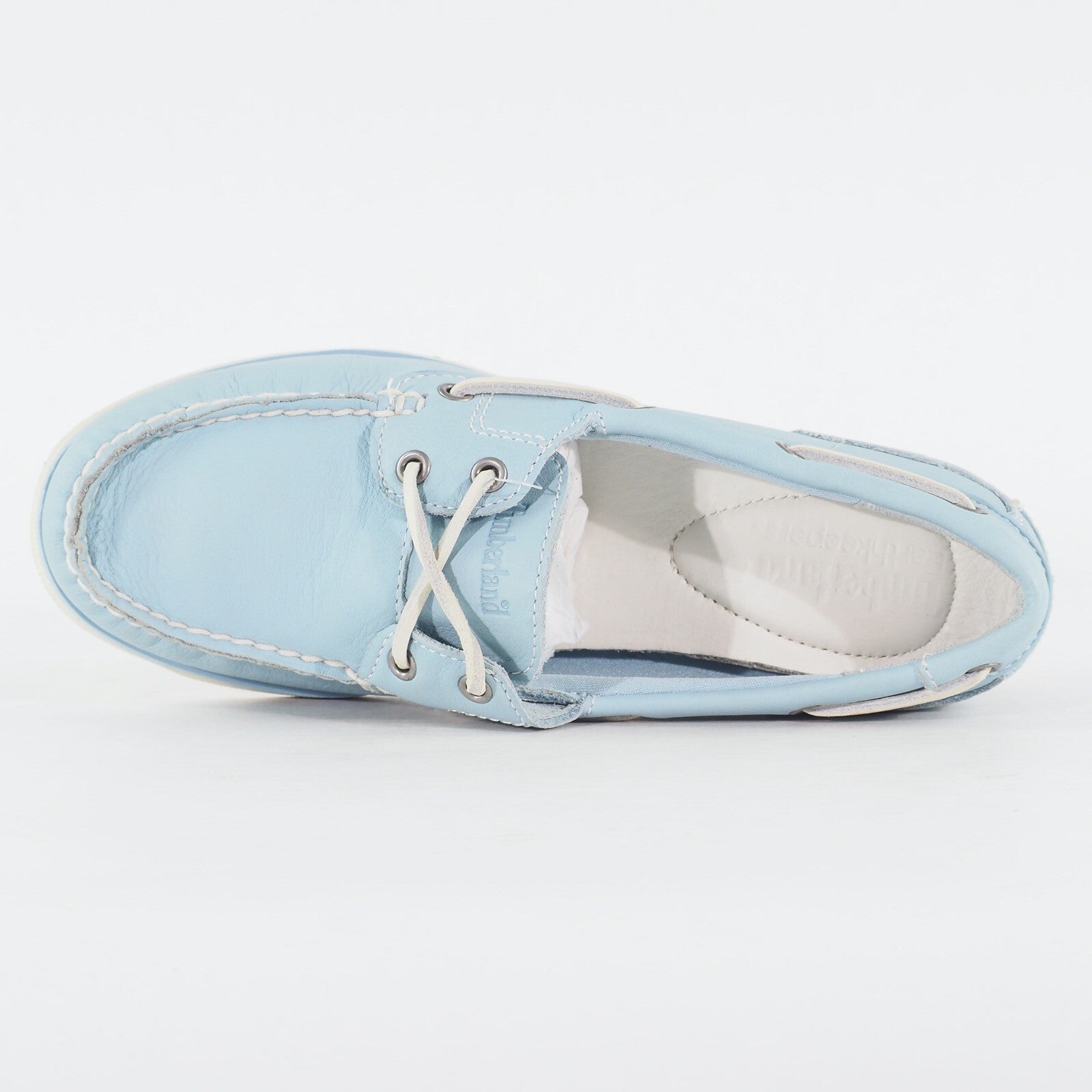 Womens Timberland EK Amherst 2 Eye 8339B Light Blue Leather Casual Boat Shoes