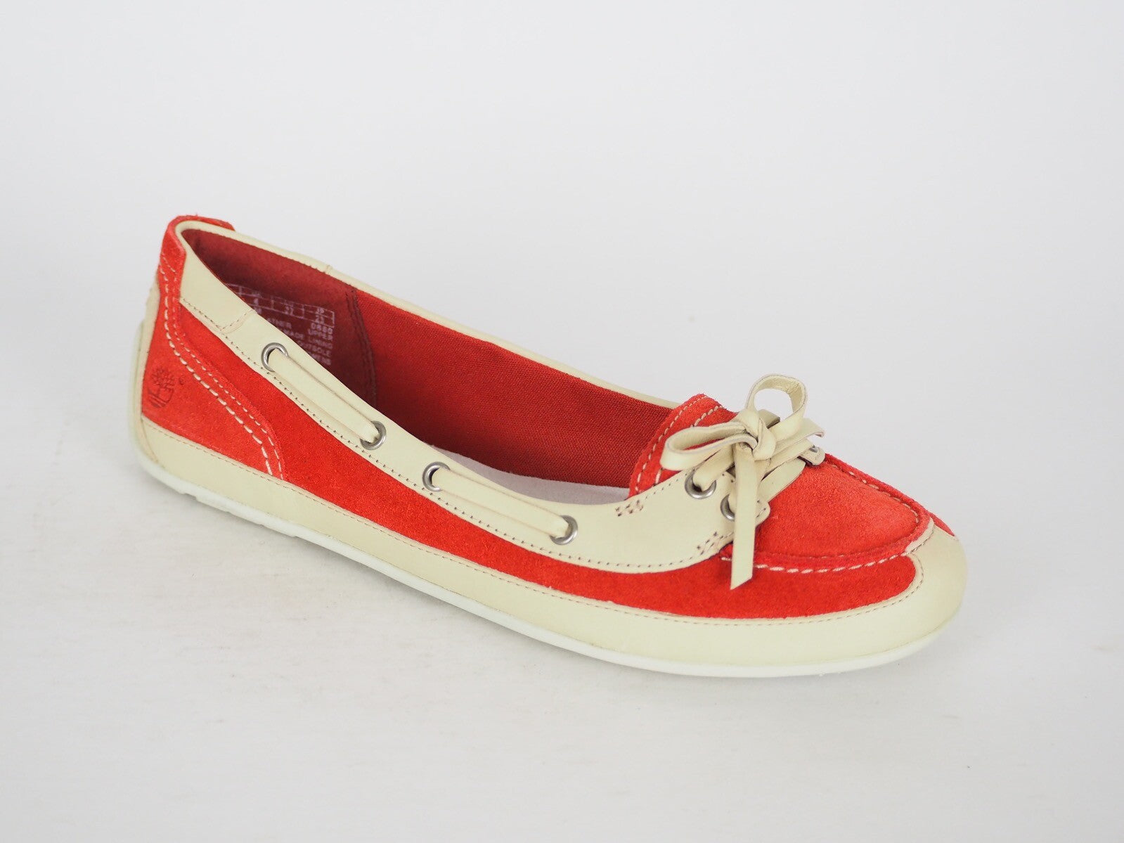 Womens Timberland EK Boothbay 3912R Red Suede Leather Slip On Boat Shoes