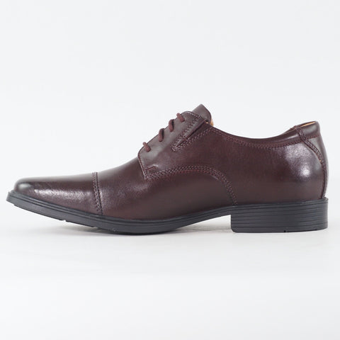 Mens Clarks Tilden Cap 15770 Dark Wine Leather Lace Up Low Formal Shoes