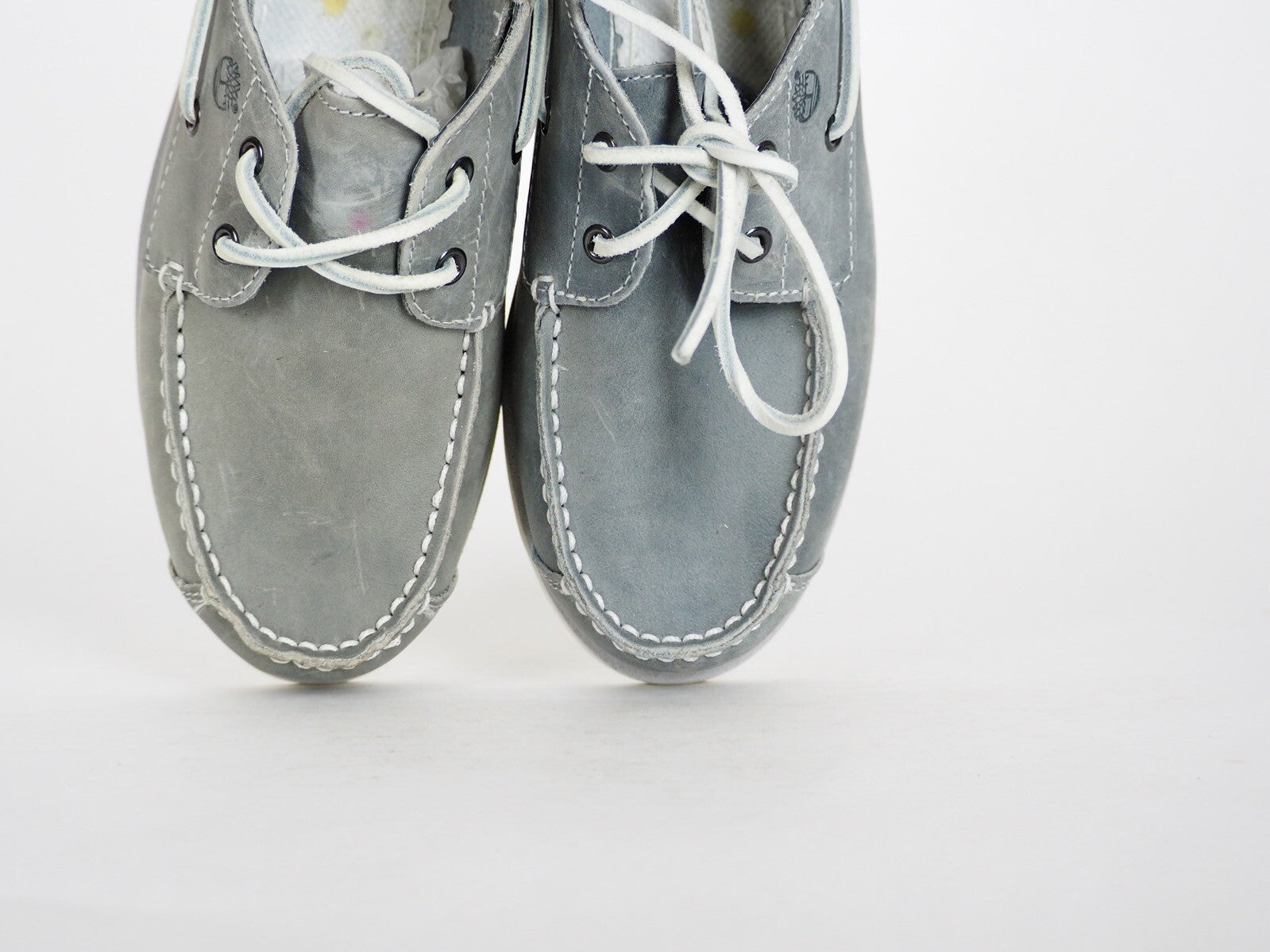 Junior Girls Timberland 2 Eye 4690R Grey Leather Boat Shoes UK 5