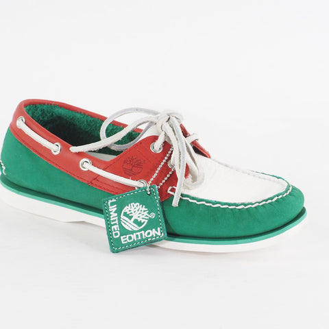 Mens Timberland Classic 2 Eye A1546 Green/Red Suede Casual Boat Shoes