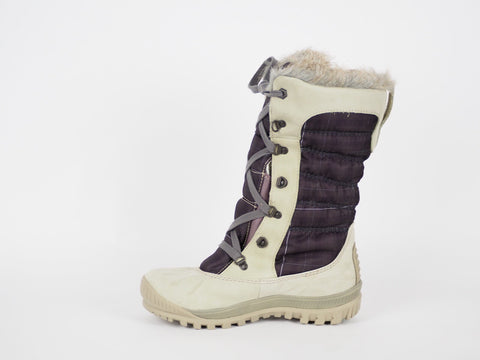 Womens Timberland Mount Holly 3468R Beige Leather Tall Lace Up Warm Snow Boots
