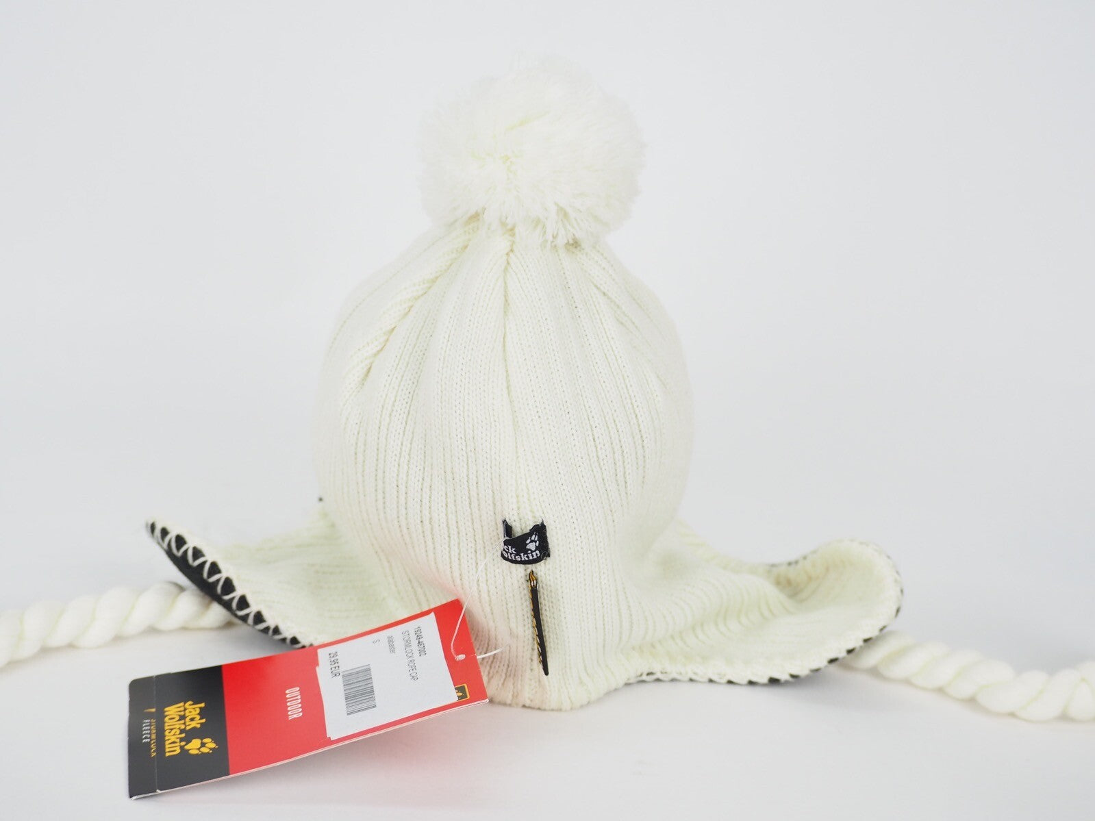 Womens Jack Wolfskin Stormlock Rope Cap 19249 Alabaster Ear Cap Warm Winter Hat