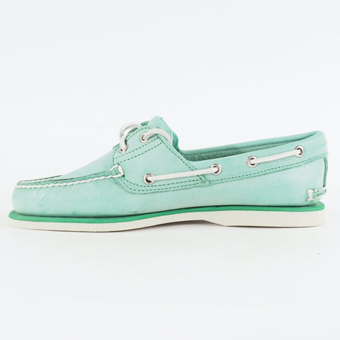 Mens Timberland Classic 2 Eyed A13NZ Mint Green Leather Laced Casual Boat Shoes