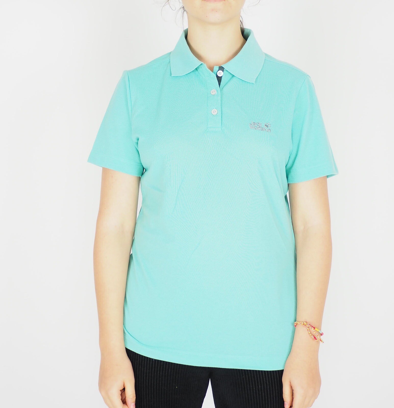 Womens Jack Wolfskin Pique Function 1804661 Pool Blue Casual Summer Polo Shirt