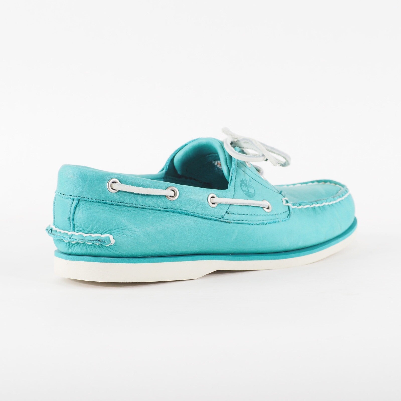 Mens Timberland Classic 2 Eyed A1BIR Teal Blue Leather Lace Up Casual Boat Shoes