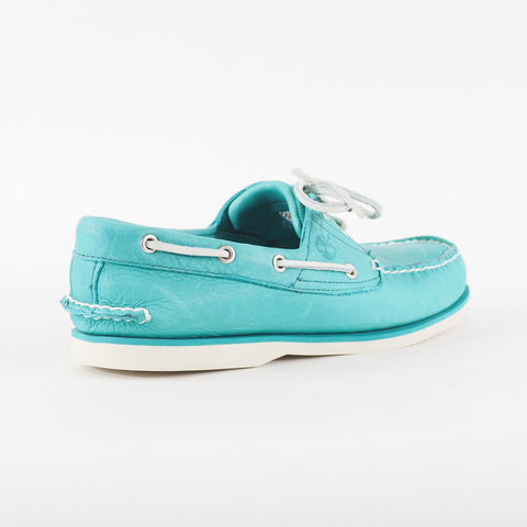 Mens Timberland Classic 2 Eyed A1BIR Teal Blue Leather Lace Up Casual Boat Shoes