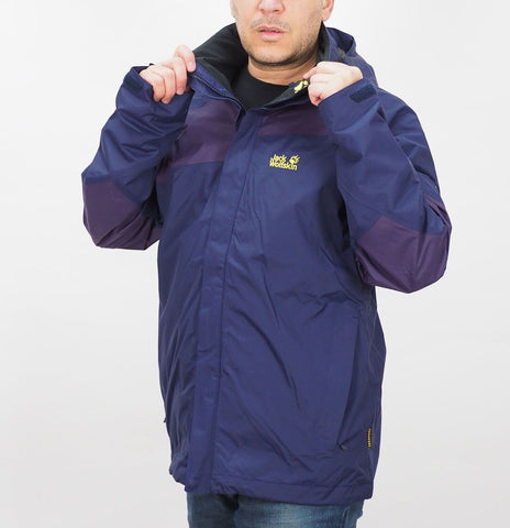 Mens Jack Wolfskin Uni 5006531 Evening Blue Breathable Warm Hooded Hiking Jacket