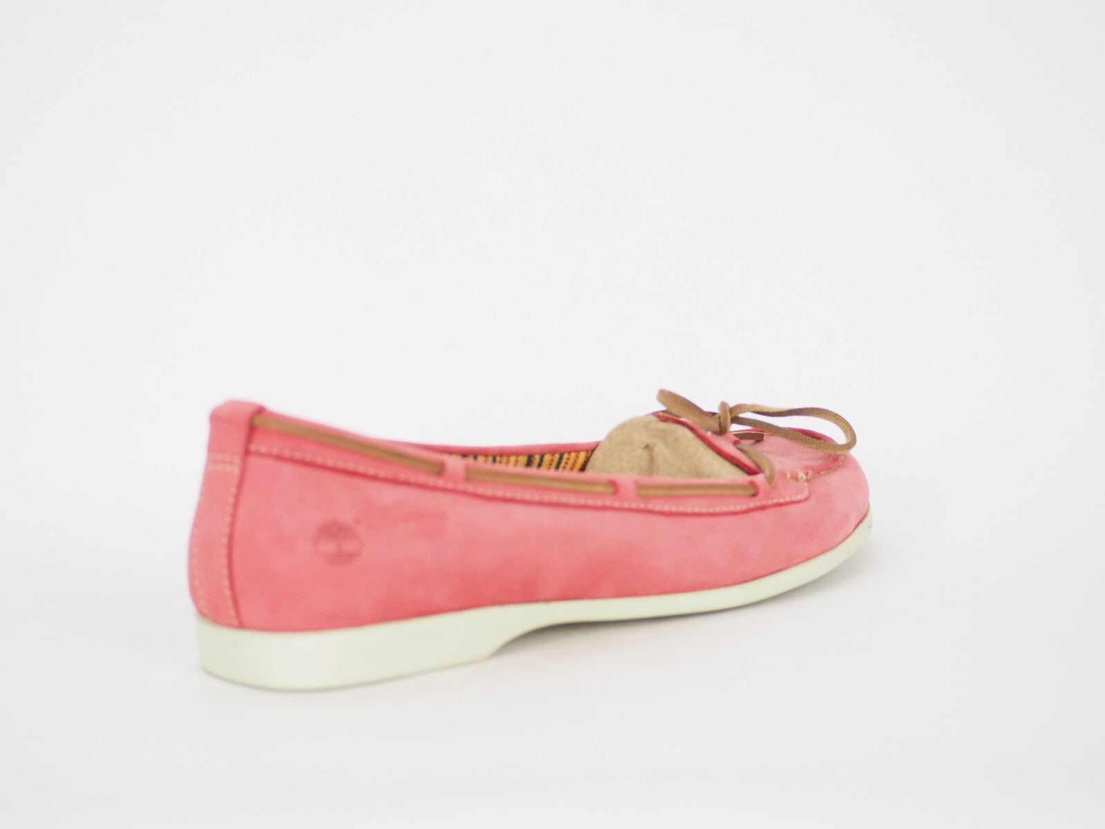 Womens Timberland Benin Ballerina 63133 Coral Red Leather Moccasins Shoes UK 7.5