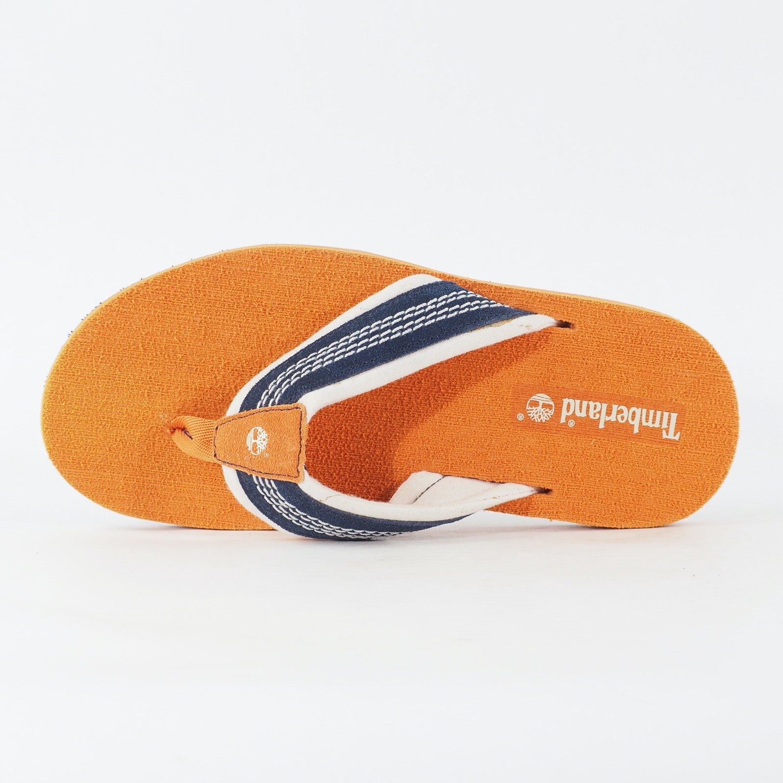 Mens Timberland Dunes Flip-Flop A13ZL Orange Navy Leather Thong Flip Flop